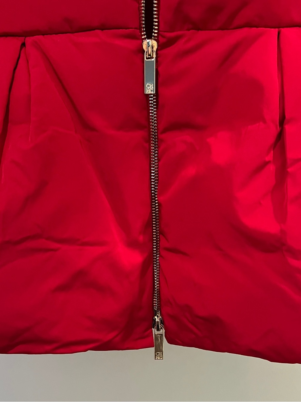 CH Carolina Herrera Red Peplum Puffer Coat Down Feather High Stand Collar S - Picture 7 of 11